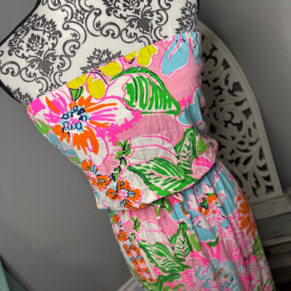 Lilly Pulitzer x Target Nosey Posey Tropical Floral Strapless Maxi Dress Boho - Picture 3 of 13